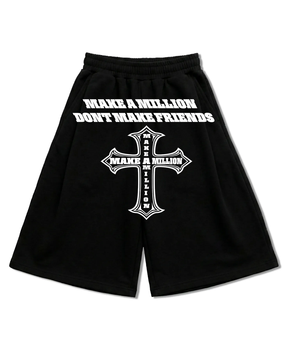 “Don’t Make Friends”  Baggy Long Shorts