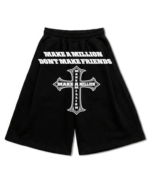 “Don’t Make Friends”  Baggy Long Shorts