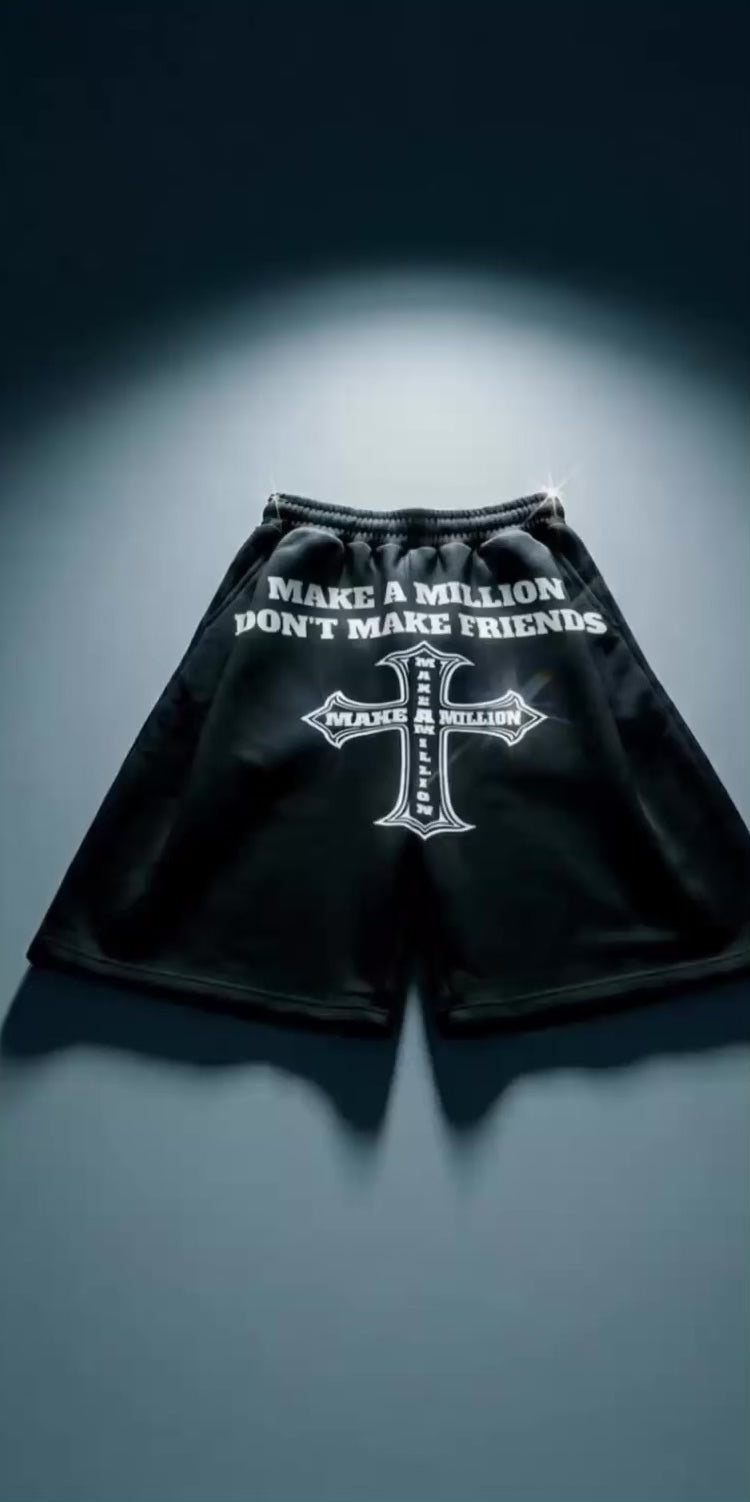 “Don’t Make Friends”  Baggy Long Shorts